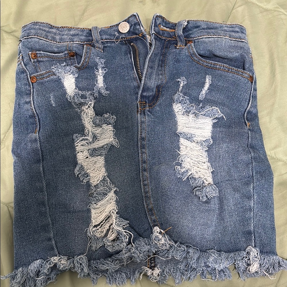 Almost Famous Blue Distressed Skirt